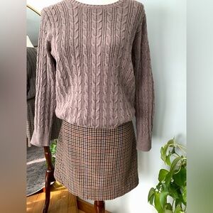 J Crew Wool Blend Houndstooth Plaid Mini Skirt Academia